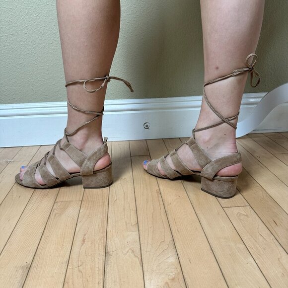 STEVE MADDEN Kittyy Suede Lace Up Gladiator Block Heel Sandal - 8 - Picture 5 of 11